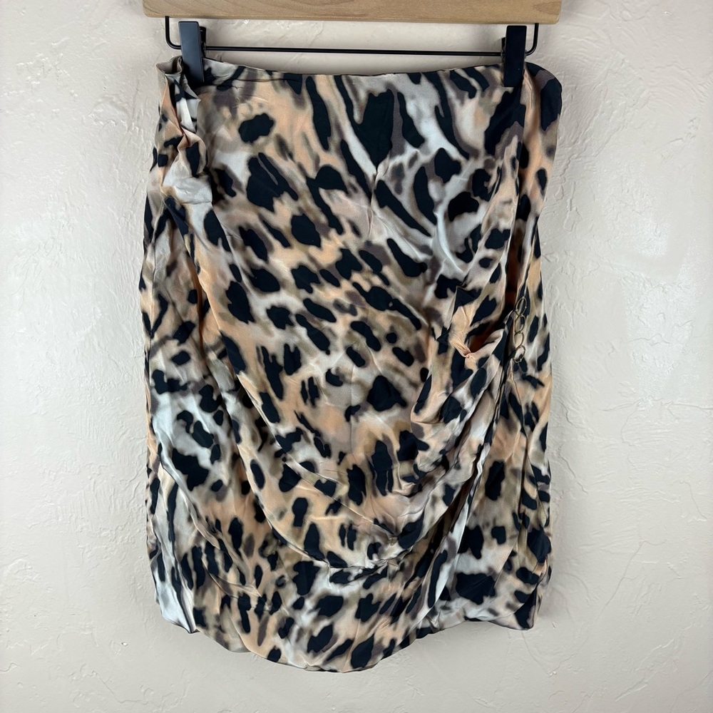 Yoana Baraschi Leopard Print Skirt Animal Ruched Short Silk Blend Women’s size 6